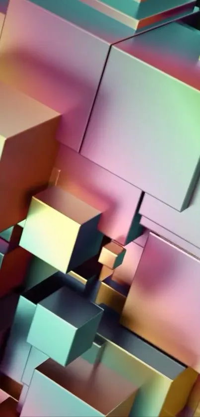 Colorful 3D geometric cubes phone wallpaper.