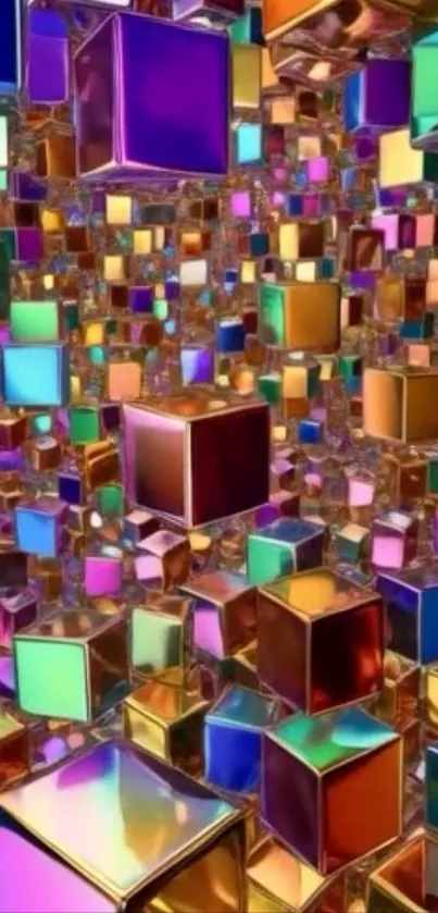 Abstract wallpaper with colorful 3D geometric cubes