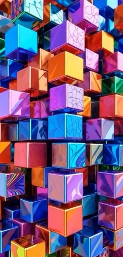 Colorful geometric cube wallpaper for mobile.