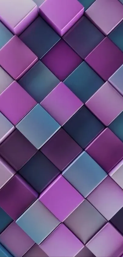 3D geometric cubes in purple hues wallpaper.