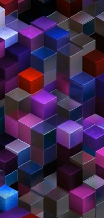 Colorful geometric cubes create a vibrant 3D wallpaper with a modern aesthetic.