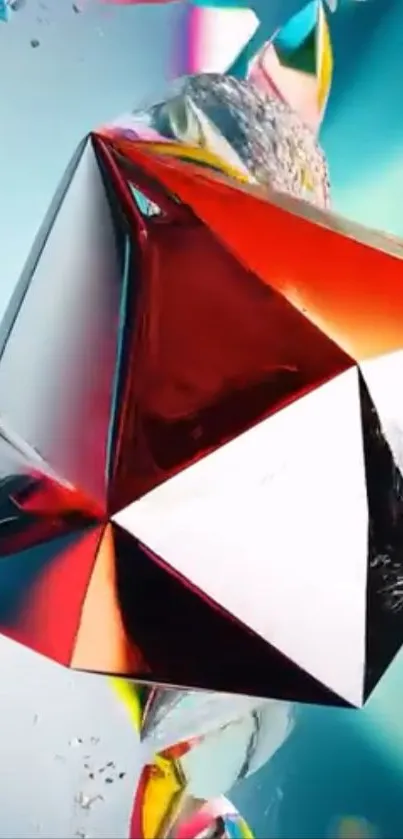 Colorful geometric abstract art wallpaper with dynamic shapes.
