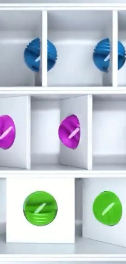 Colorful geometric shapes on a white background, ideal for a mobile wallpaper.