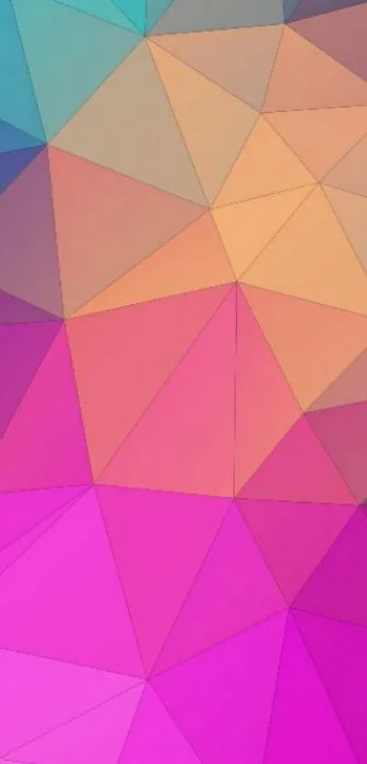 Colorful geometric wallpaper with vibrant polygonal shapes.