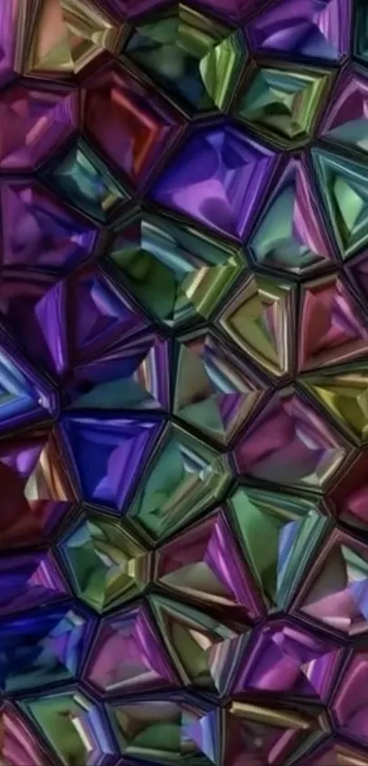 Colorful geometric pattern with multicolored tiles.