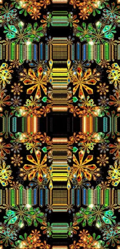 Colorful kaleidoscope mandala pattern wallpaper.