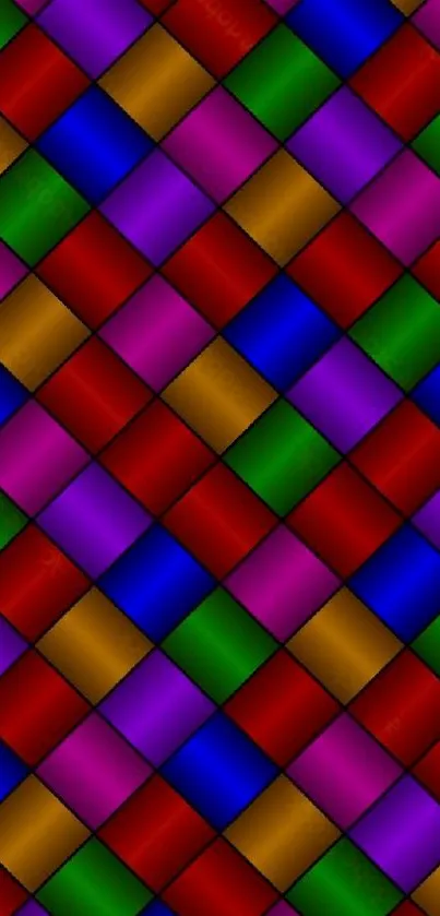 Colorful geometric pattern wallpaper with vibrant rainbow colors.