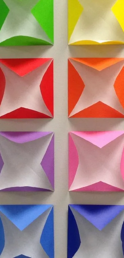 Colorful geometric pattern with vibrant shapes.
