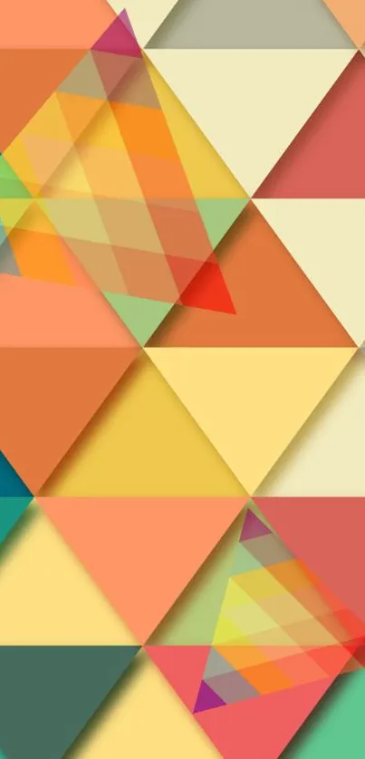 Vibrant mobile wallpaper with colorful geometric triangles.