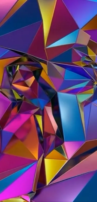 Vibrant geometric prism art wallpaper with colorful angles.