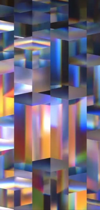 Vibrant geometric prism wallpaper with colorful reflections.