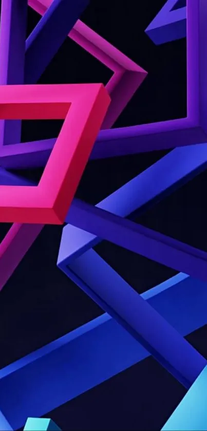 Colorful geometric shapes with vibrant hues on a dark background.