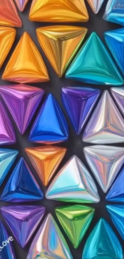 Colorful geometric 3D shapes wallpaper with blue dominance.