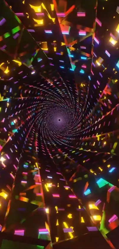 Colorful geometric spiral with vibrant colors and abstract design.