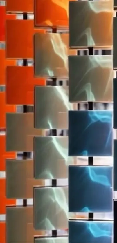 Colorful geometric pattern wallpaper with vibrant blocks.