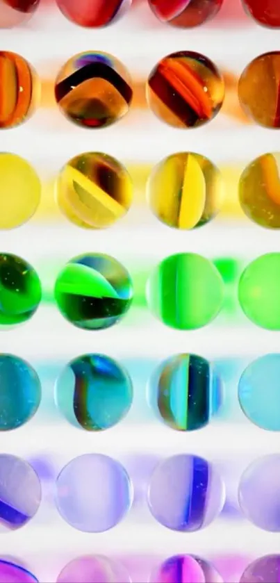 Colorful glass balls in vibrant pattern for mobile wallpaper.