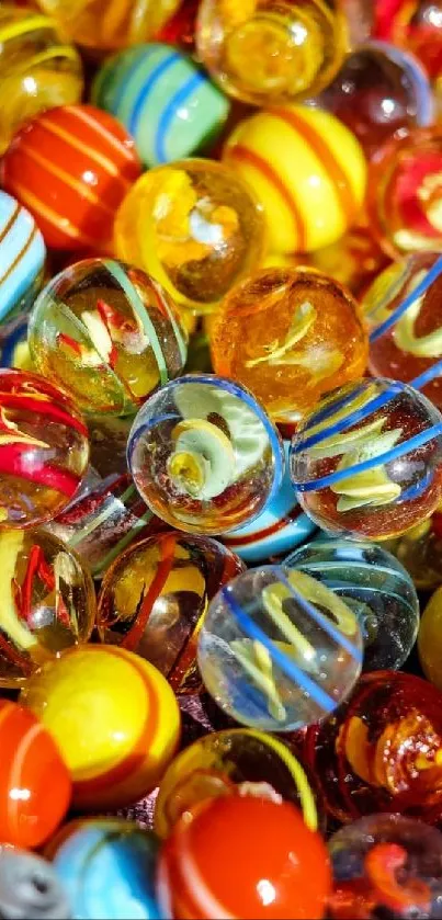 Colorful glass beads wallpaper with vibrant yellow accents.