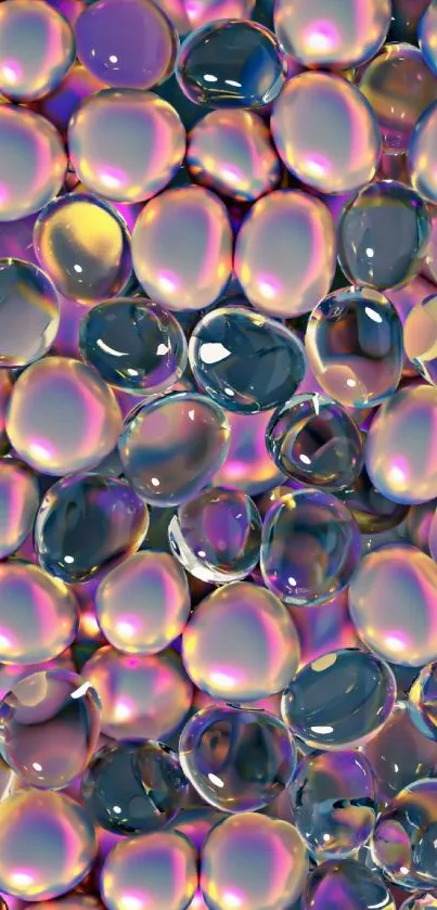 Close-up of colorful iridescent glass beads.