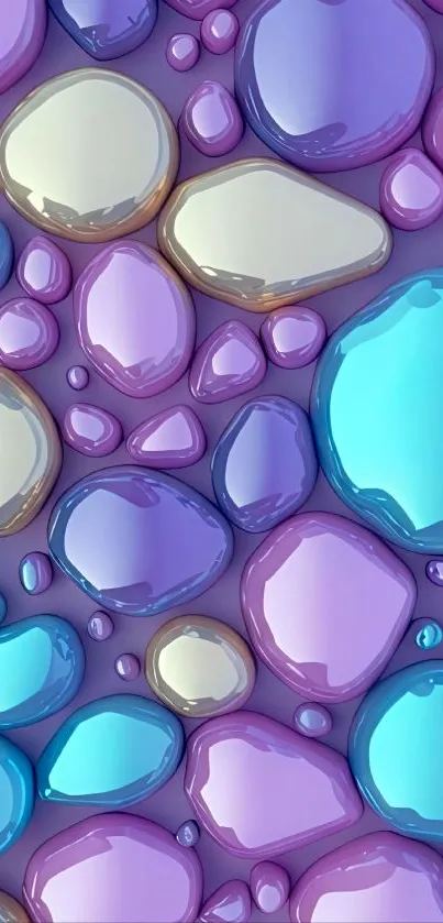 Colorful and glossy pebbles design wallpaper.