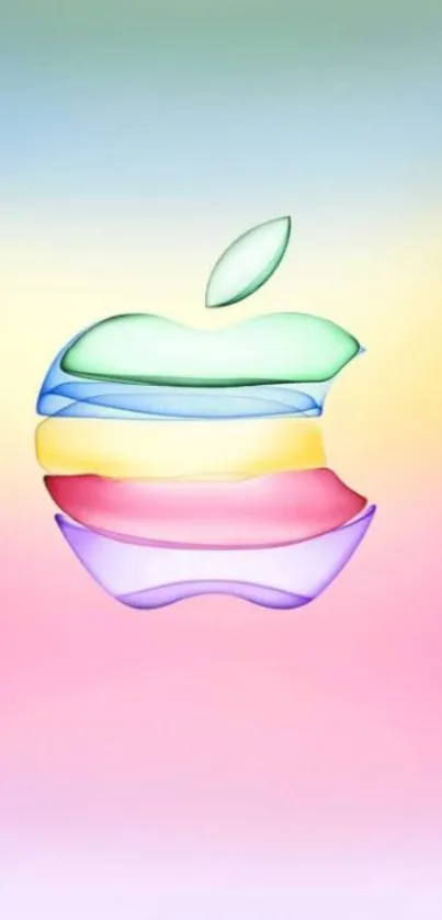 Vibrant Apple logo with pastel gradient background for mobile wallpaper.