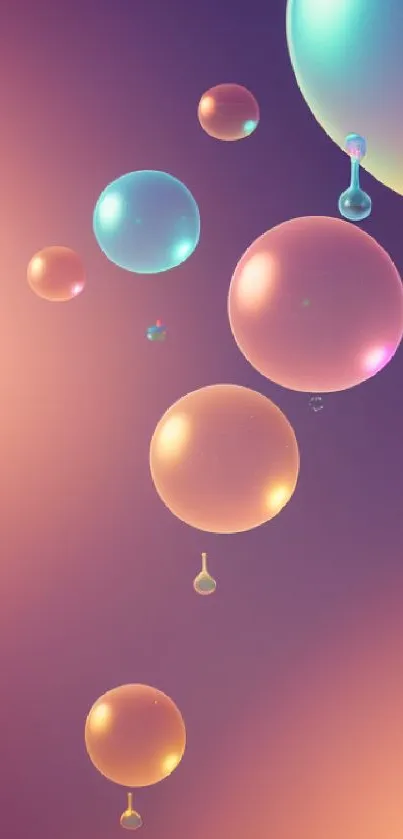 Vibrantly colored gradient bubbles on a purple background.