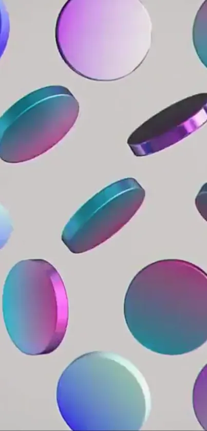 Colorful 3D gradient discs on a neutral background.