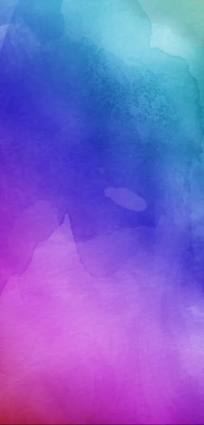 Vibrant gradient phone wallpaper with purple, pink, and blue hues.