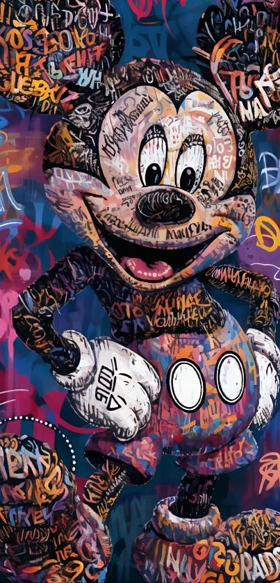 Graffiti-style Mickey Mouse art with vibrant colors.