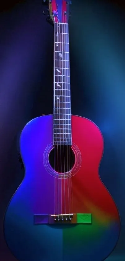 Vibrant rainbow gradient guitar wallpaper for mobile.