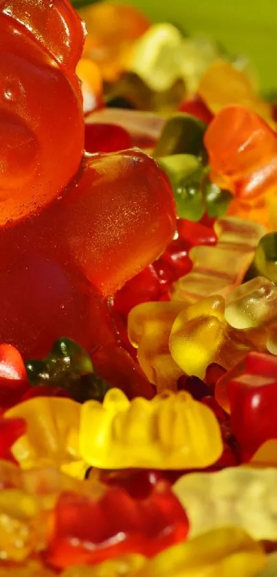 Colorful gummy bear wallpaper with assorted vibrant candy.