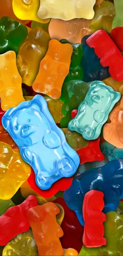 Colorful gummy bear wallpaper for mobile.