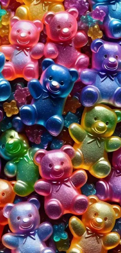 Colorful gummy bears in a playful arrangement.