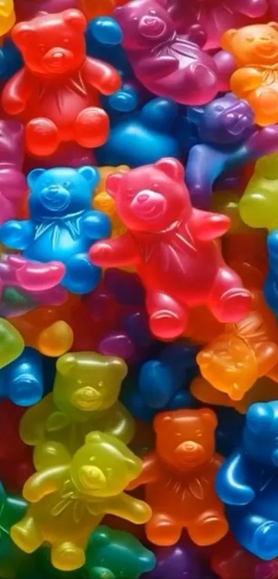 Colorful gummy bears in vibrant jelly colors.