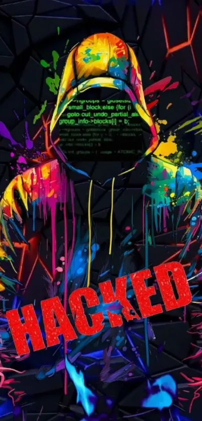 Graffiti-style hacker in colorful hoodie art.