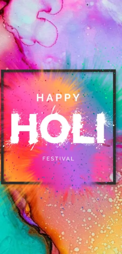 Vibrant Happy Holi wallpaper with colorful abstract design.