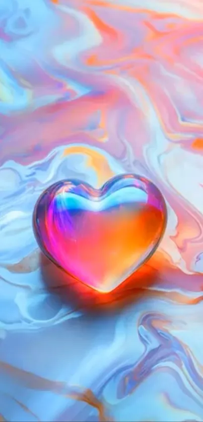 Vibrant abstract heart wallpaper with colorful fluid design.