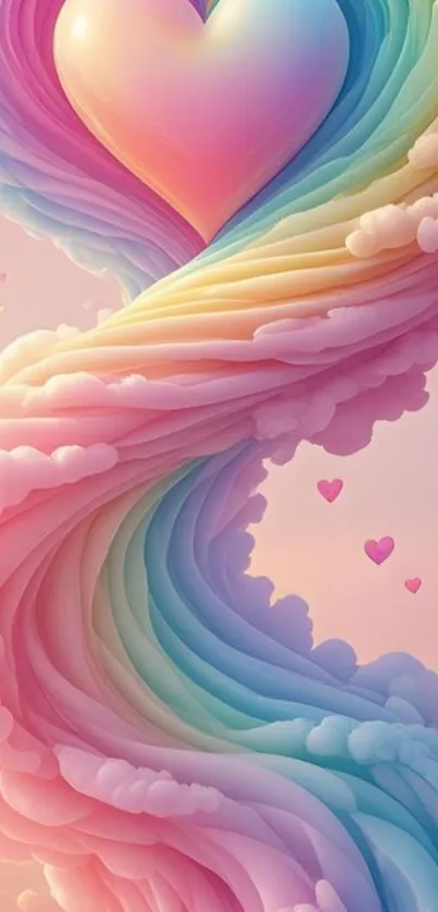 Heart-shaped pastel clouds in vibrant colors.