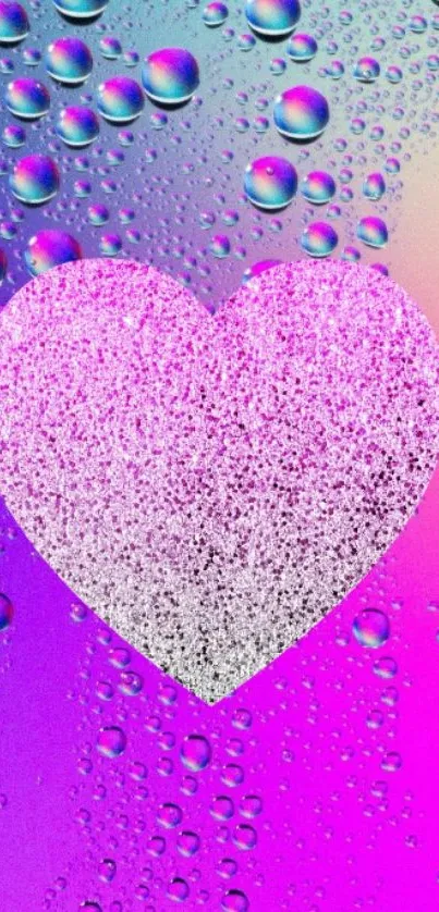 Vibrant heart wallpaper with colorful gradient and droplets.