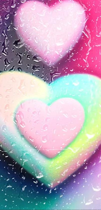 Vibrant and colorful hearts with a gradient design for mobile wallpaper.