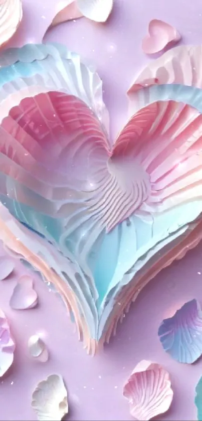 Colorful heart-shaped pastel layers on mobile wallpaper.