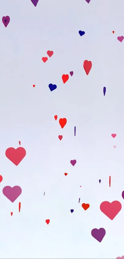 Colorful heart pattern wallpaper on a light background.