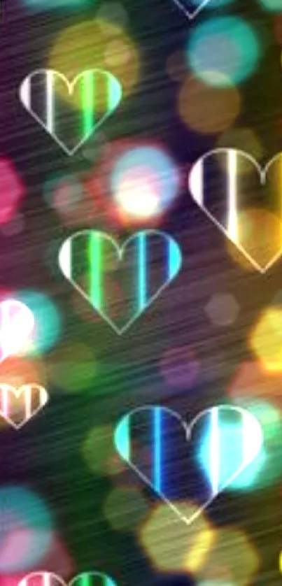 Colorful gradient heart pattern wallpaper for mobile.