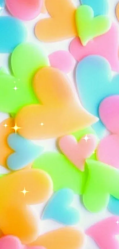 Vibrant pastel heart pattern wallpaper for mobile.