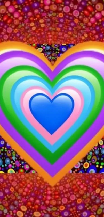 Colorful heart pattern wallpaper with abstract background.