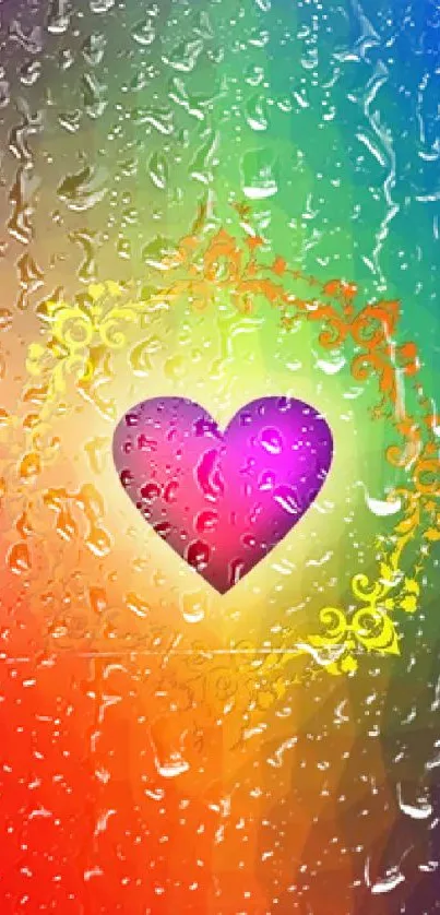 Colorful heart with vibrant gradient and ornate design.