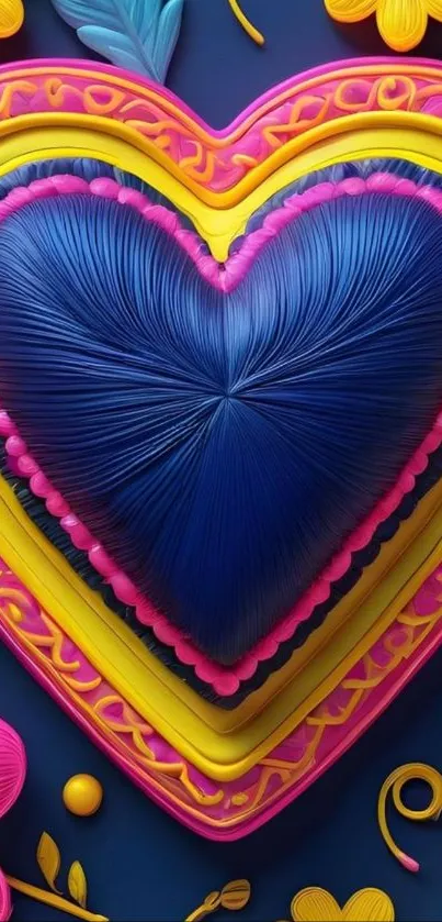 Vibrant heart-themed wallpaper with bold colors and artistic design.