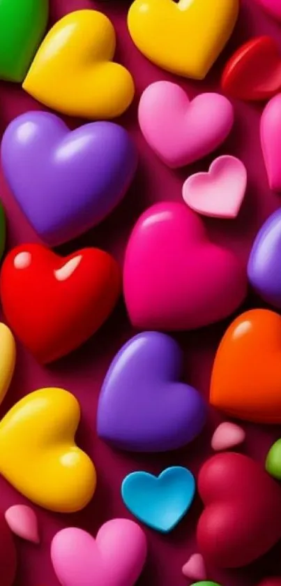 Colorful 3D heart pattern wallpaper for phones.