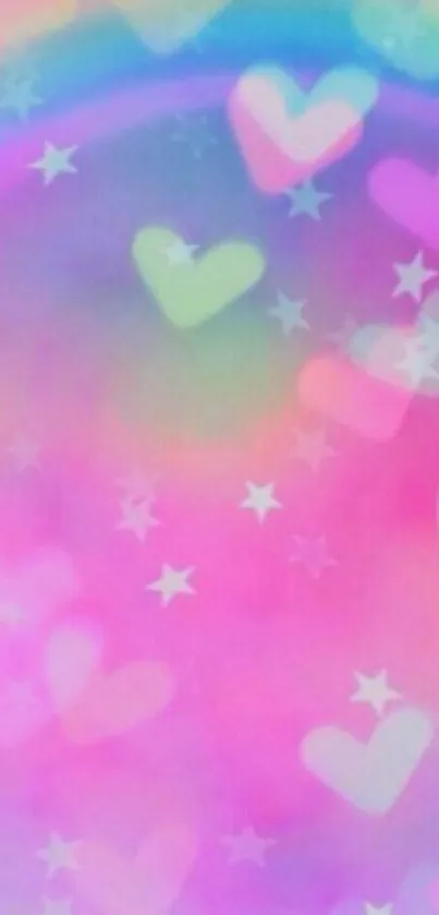 Pastel mobile wallpaper with heart and star patterns.