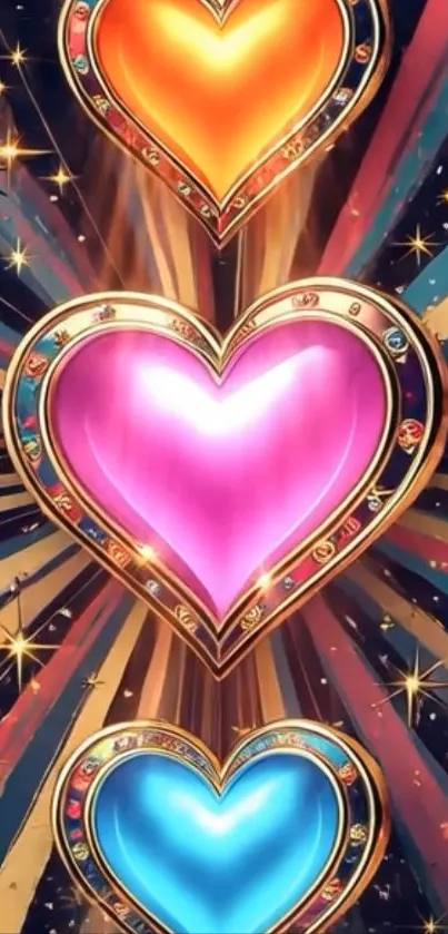 Colorful heart illustration with cosmic style.