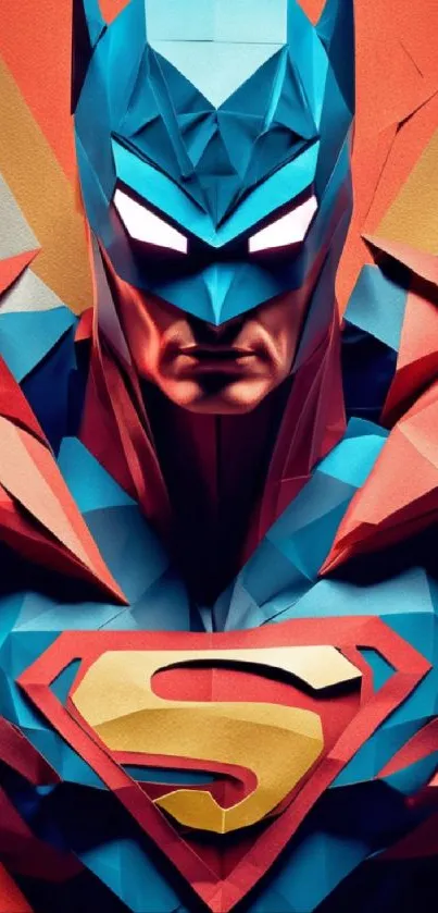 Colorful abstract superhero in geometric style.